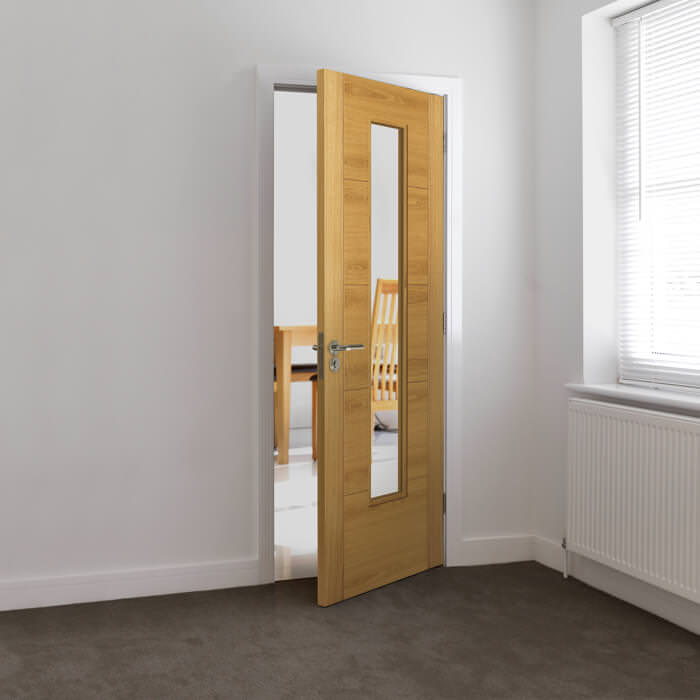 JB Kind Emral Pre-Finished Oak 5-Panels 1-Lite Internal Glazed Door