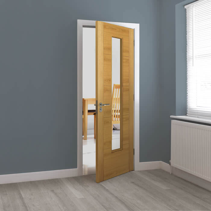 JB Kind Emral Oak Pre-Finished 5-Panels 1-Lite Internal Glazed Fire Door