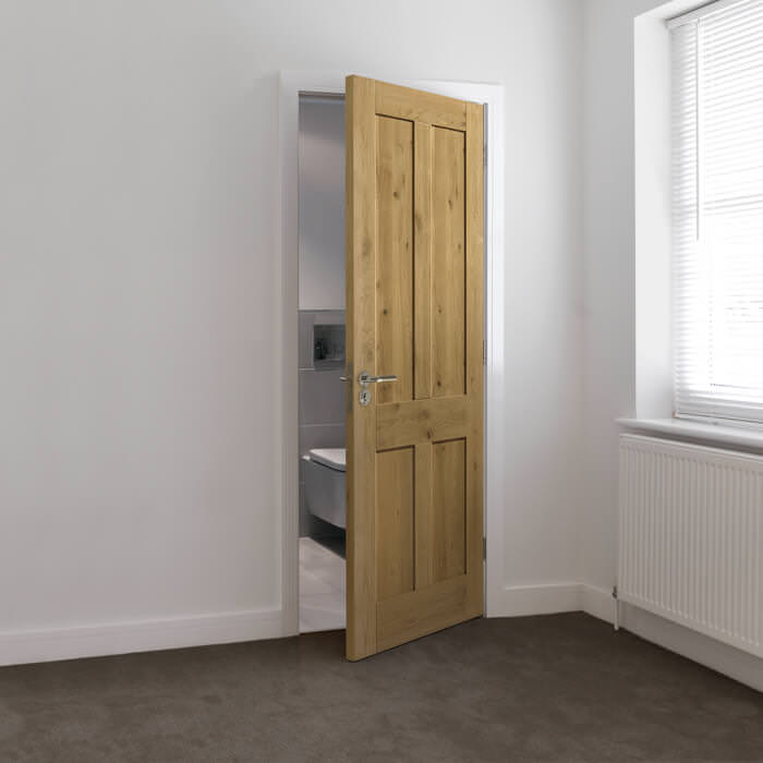 JB Kind Rustic Pre-Finished Oak 4-Panels Internal Door