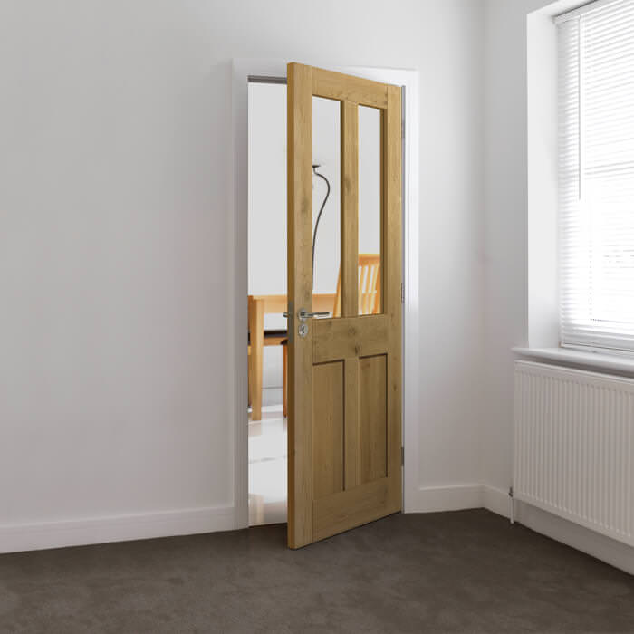 JB Kind Rustic Pre-Finished Oak 2-Panels 2-Lites Internal Glazed Door