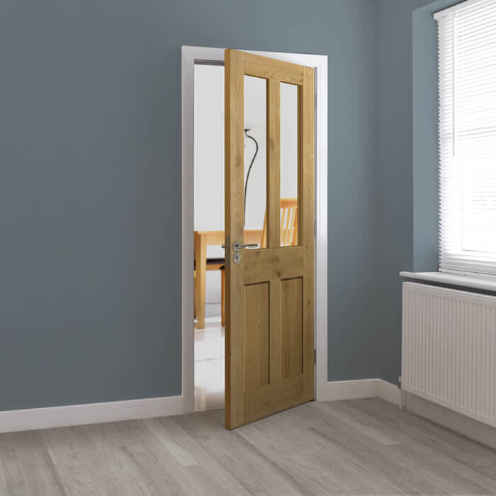 JB Kind Rustic Pre-Finished Oak 2-Panels 2-Lites Internal Glazed Door