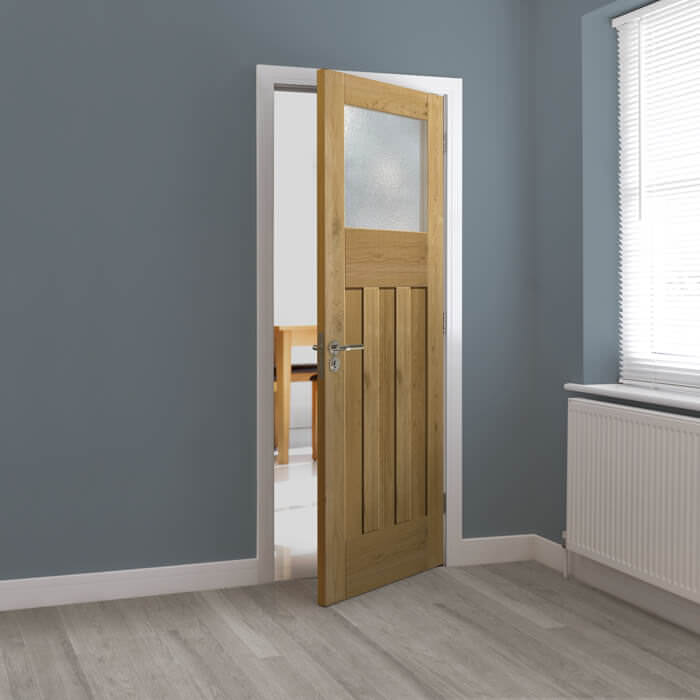 JB Kind Rustic Pre-Finished Oak 3-Panels 1-Lite Internal Glazed Door