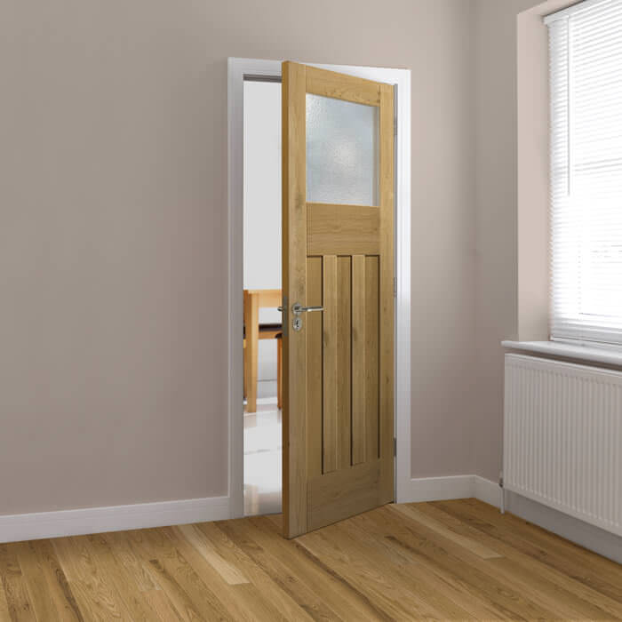 JB Kind Rustic Pre-Finished Oak 3-Panels 1-Lite Internal Glazed Door