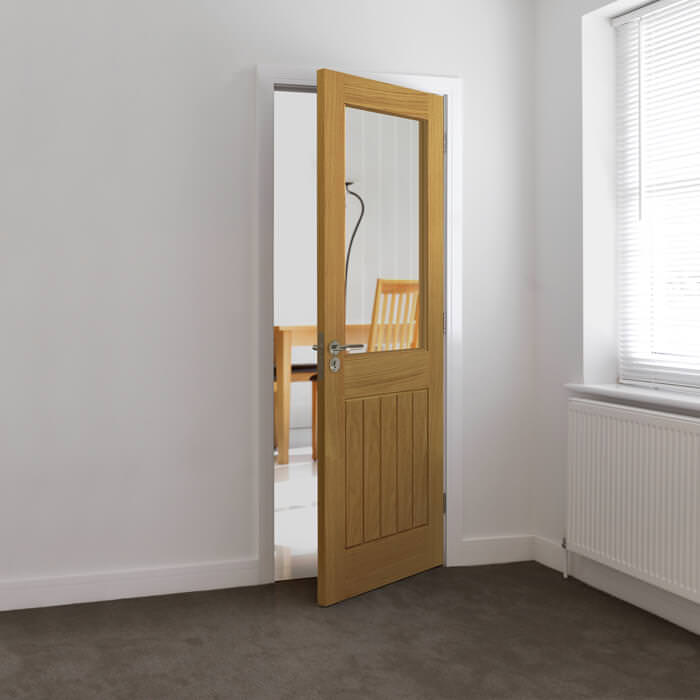 JB Kind Thames Un-Finished Oak 1-Panel 1-Lite Internal Glazed Door