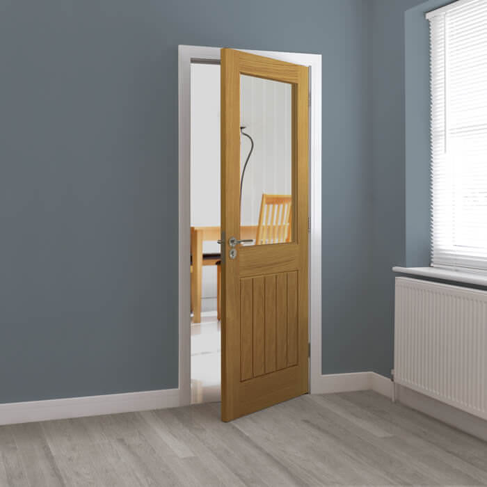 JB Kind Thames Un-Finished Oak 1-Panel 1-Lite Internal Glazed Door