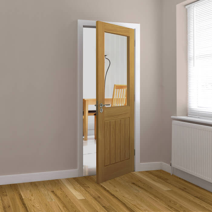 JB Kind Thames Un-Finished Oak 1-Panel 1-Lite Internal Glazed Door