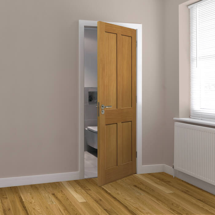 JB Kind Rushmore Un-Finished Oak 4-Panels Internal Door