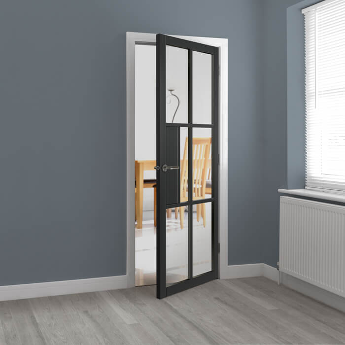 JB Kind Civic Painted Black 1-Panel 6-Lights Internal Glazed Door