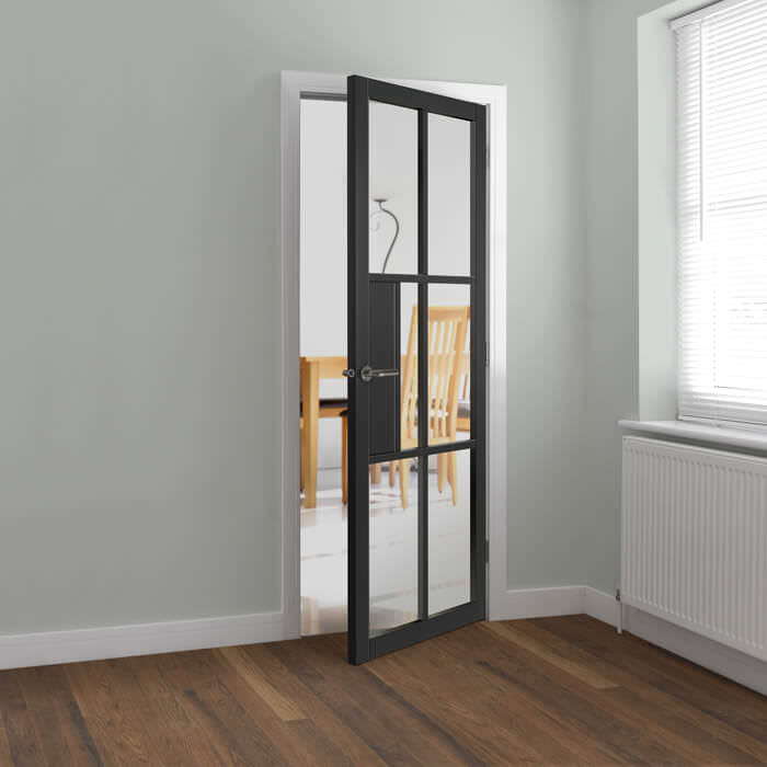 JB Kind Civic Painted Black 1-Panel 6-Lites Internal Glazed Door