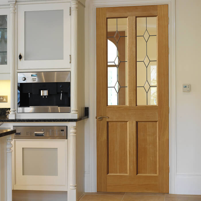 JB Kind Churnet Un-Finished Oak 2-Panels 2-Lites Internal Glazed Door