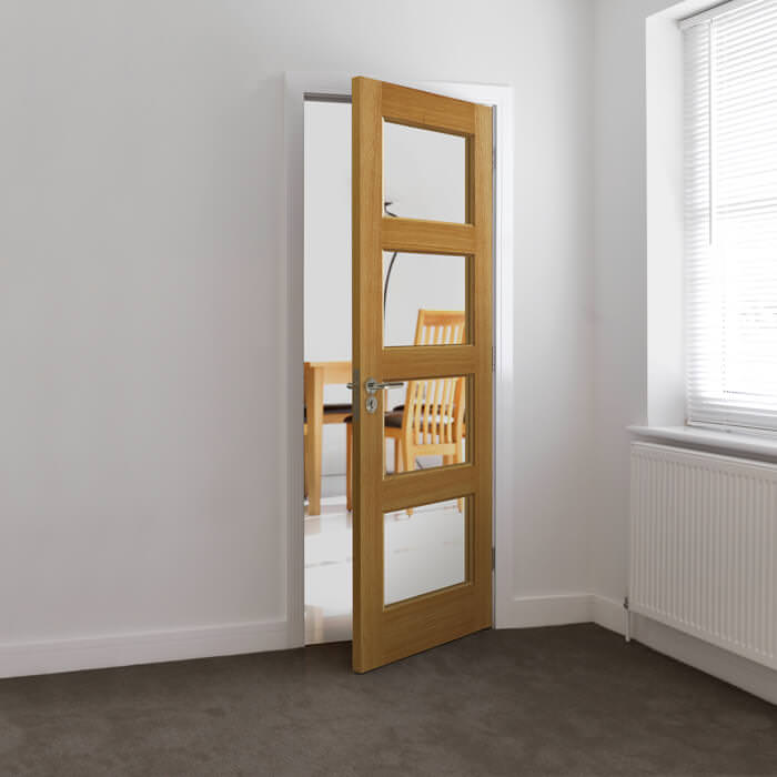 JB Kind Humber Un-Finished Oak 4-Lites Internal Glazed Door