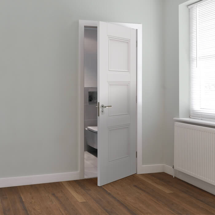 JB Kind Catton White Primed 3-Panels Internal Fire Door