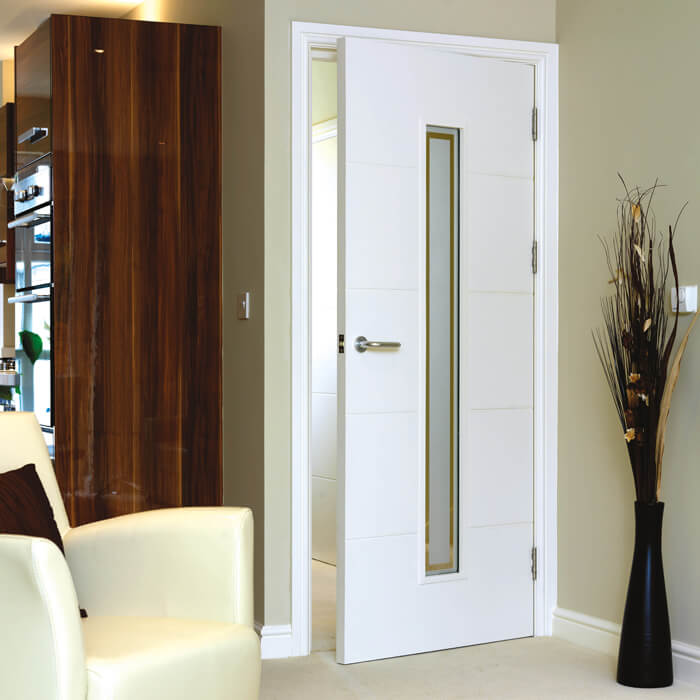 JB Kind Dominion White Primed 5-Panels 1-Lite Internal Glazed Door