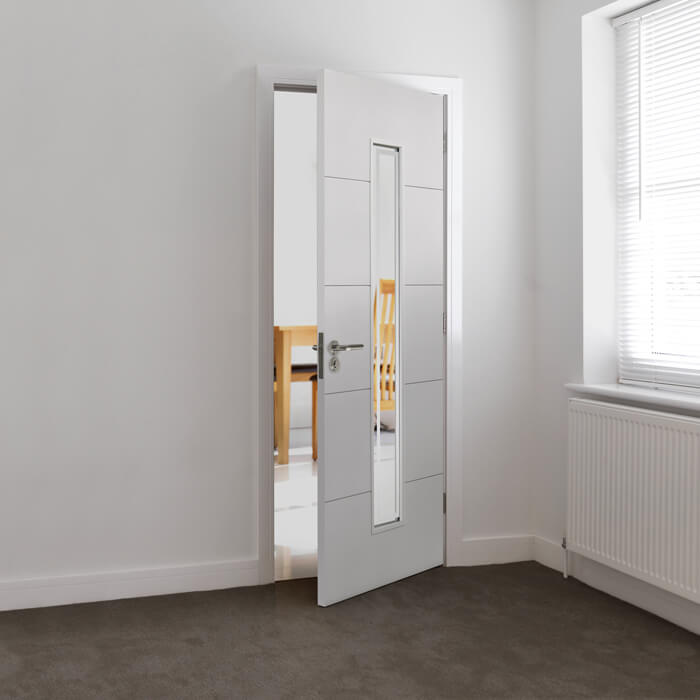 JB Kind Dominion White Primed 5-Panels 1-Lite Internal Glazed Fire Door