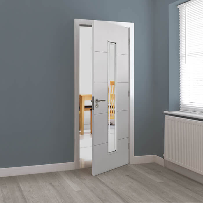 JB Kind Dominion White Primed 5-Panels 1-Lite Internal Glazed Fire Door