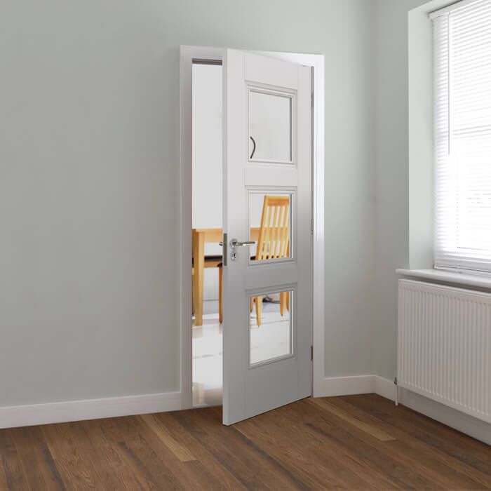 JB Kind Catton White Primed 3-Lites Internal Glazed Door