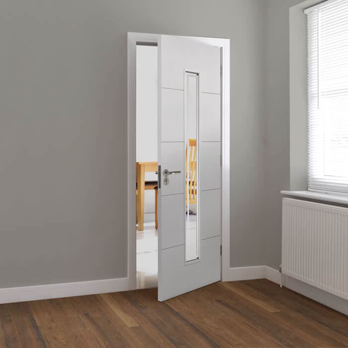 JB Kind Dominion White Primed 5-Panels 1-Lite Internal Glazed Fire Door