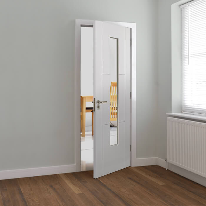 JB Kind Mistral White Primed 3-Panels 1-Lite Internal Glazed Door