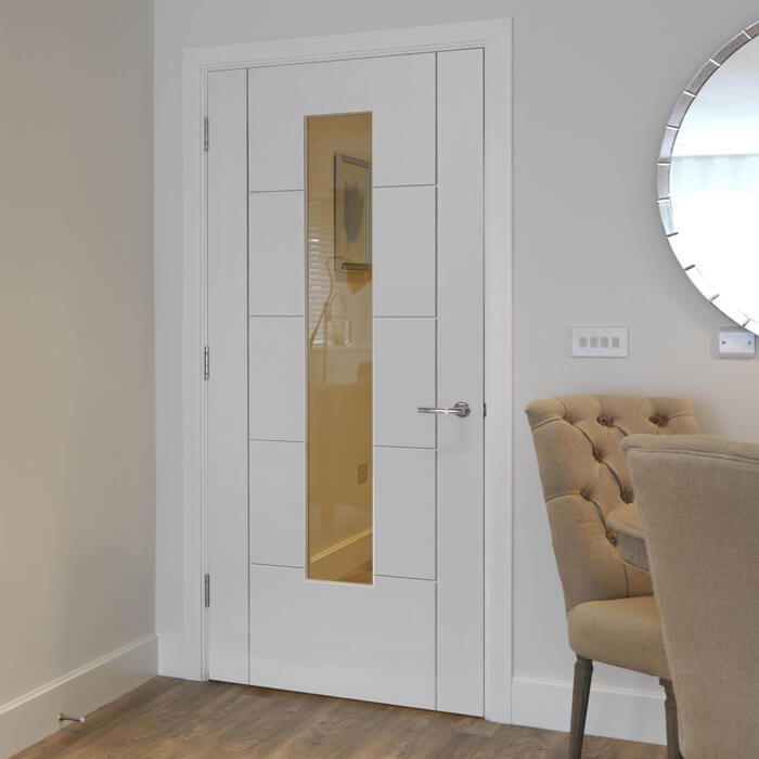 JB Kind Emral Pre-Finished White 5-Panels 1-Lite Internal Glazed Door