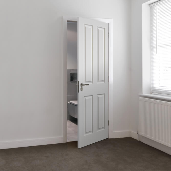 JB Kind Canterbury Smooth White Primed 4-Panels Internal Door