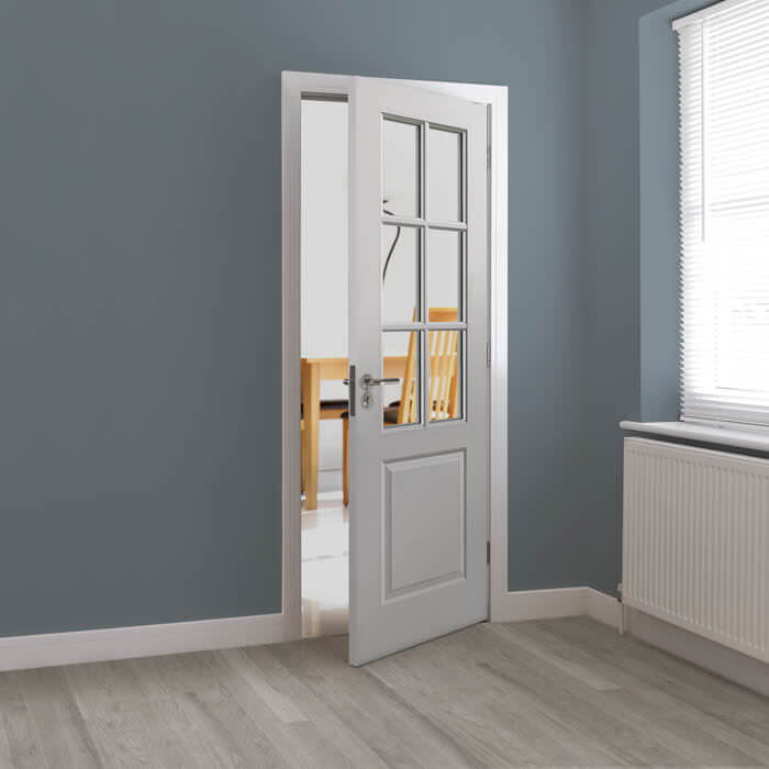 JB Kind Faro White Primed 1-Panel 6-Lites Internal Glazed Door