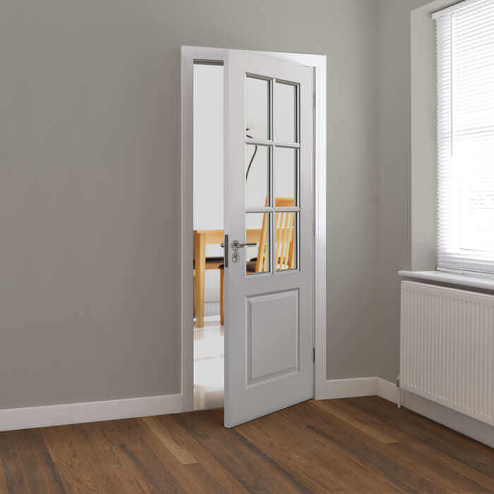 JB Kind Faro White Primed 1-Panel 6-Lites Internal Glazed Door