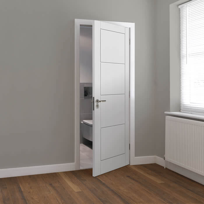 JB Kind Quattro White Primed Moulded 4-Panels Internal Door