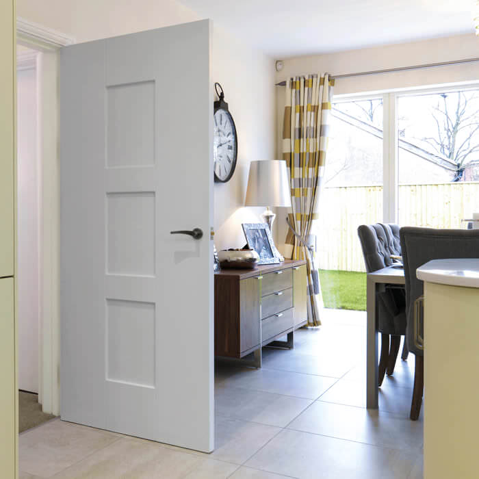 JB Kind Geo White Primed 3-Panels Internal Door