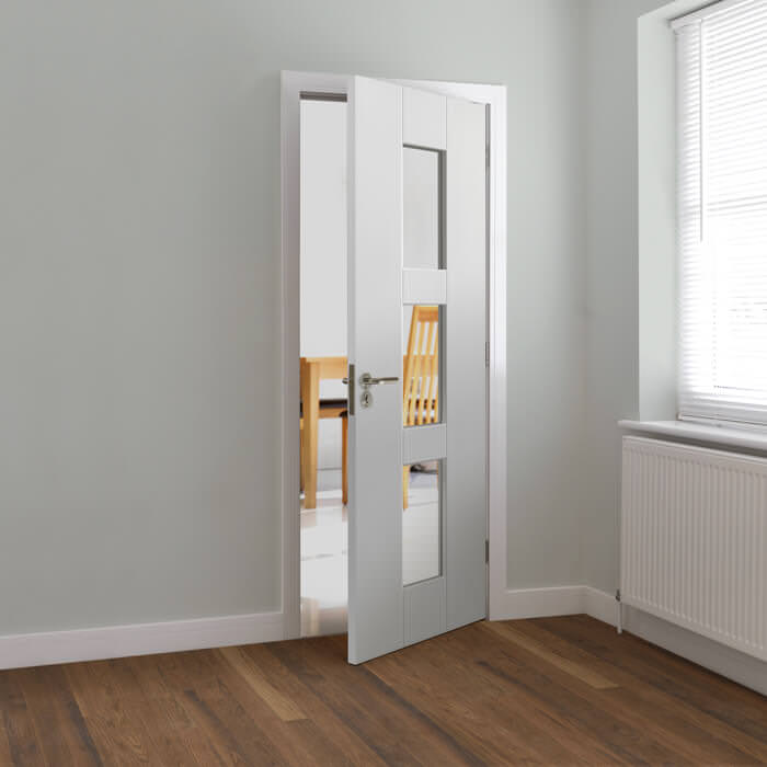 JB Kind Geo White Primed 3-Lites Internal Glazed Door