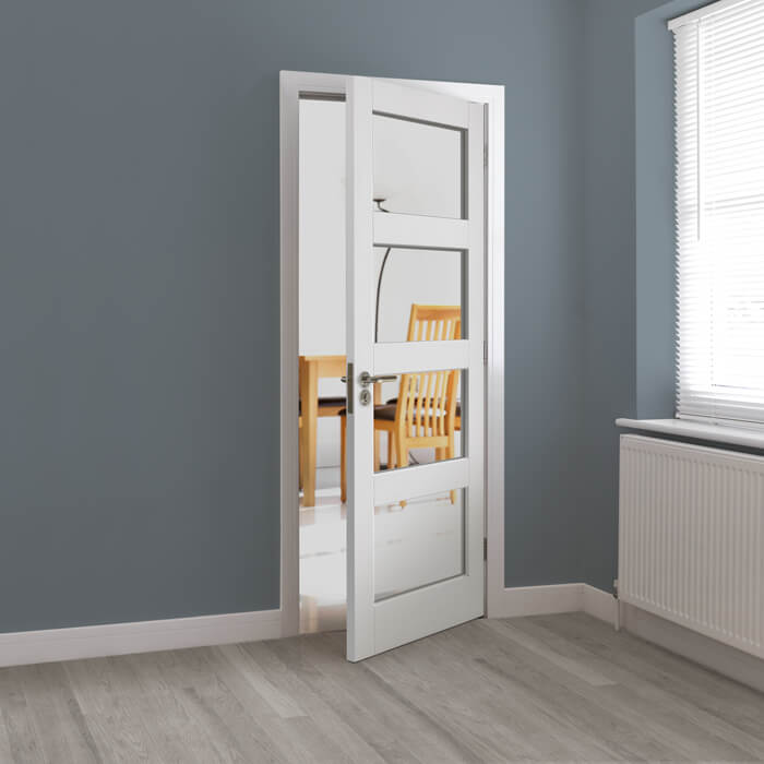 JB Kind Cayman White Primed 4-Lites Internal Glazed Door