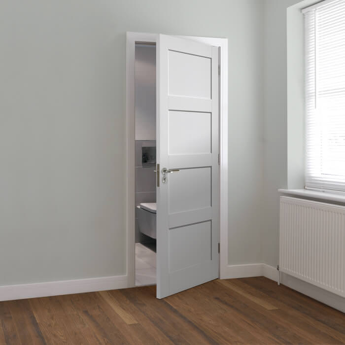 JB Kind Montserrat White Primed 4-Panels Internal Fire Door