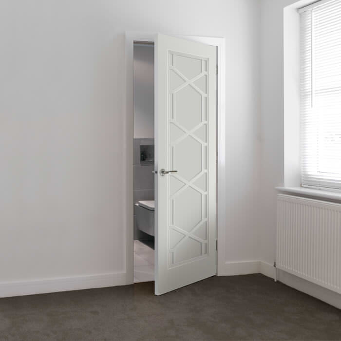 JB Kind Quartz White Primed 12-Panels Internal Door