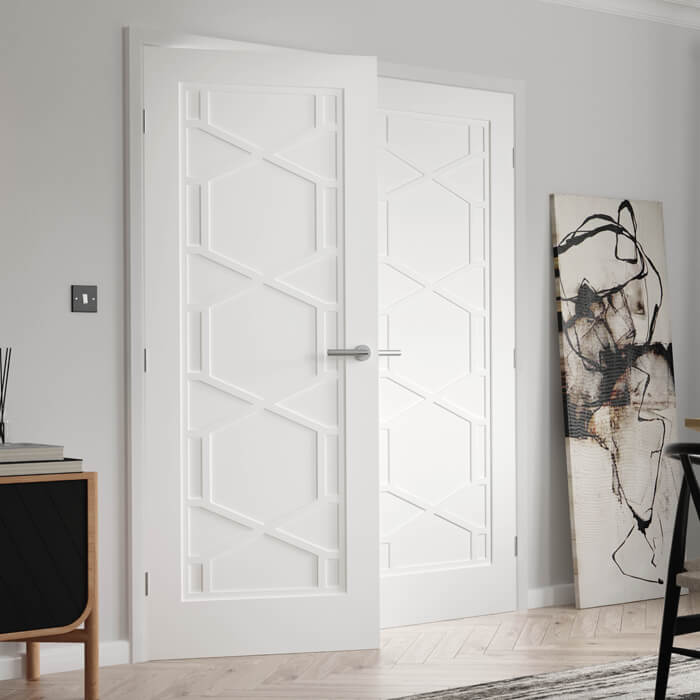 JB Kind Quartz White Primed 12-Panels Internal Door