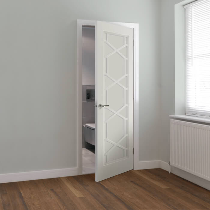 JB Kind Quartz White Primed 12-Panels Internal Door