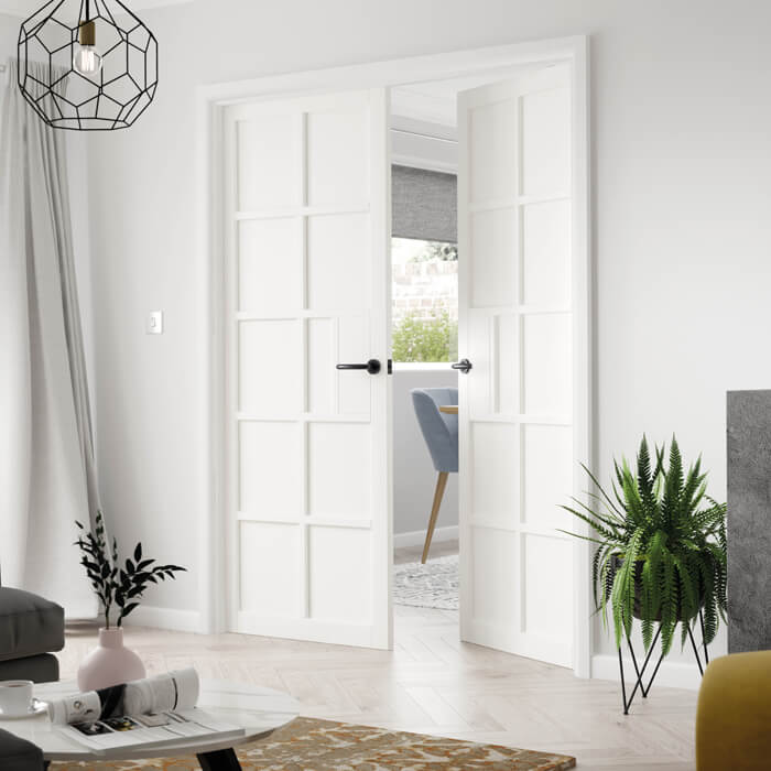 JB Kind Plaza Painted White 10-Panels Internal Door