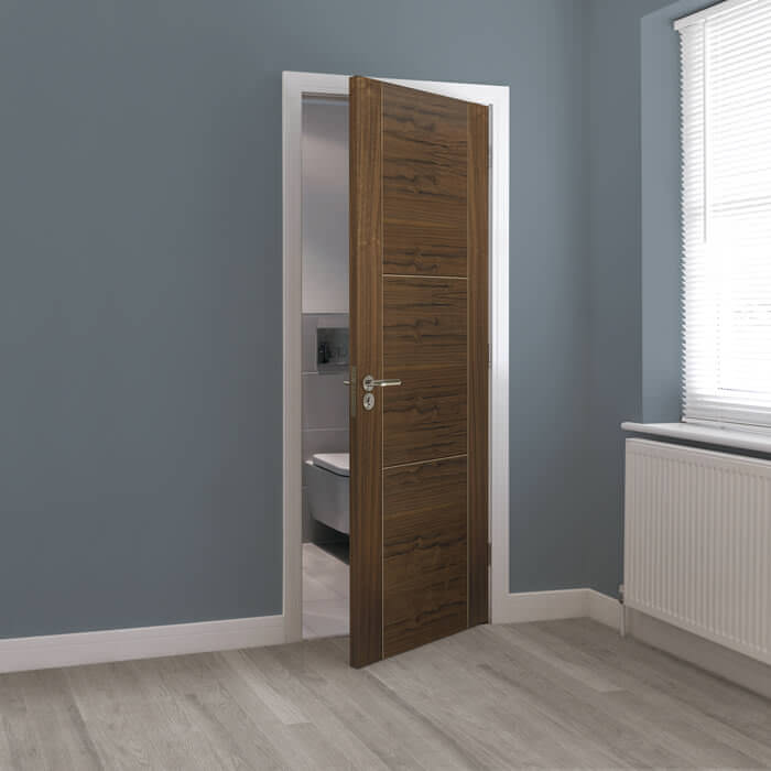 JB Kind Mistral Pre-Finished Walnut 3-Panels Internal Door