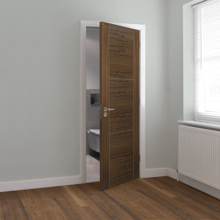 JB Kind Mistral Pre-Finished Walnut 3-Panels Internal Fire Door