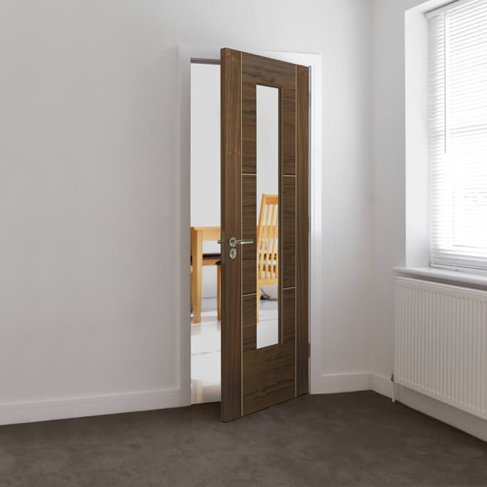 JB Kind Mistral Pre-Finished Walnut 3-Panels 1-Lite Internal Glazed Door