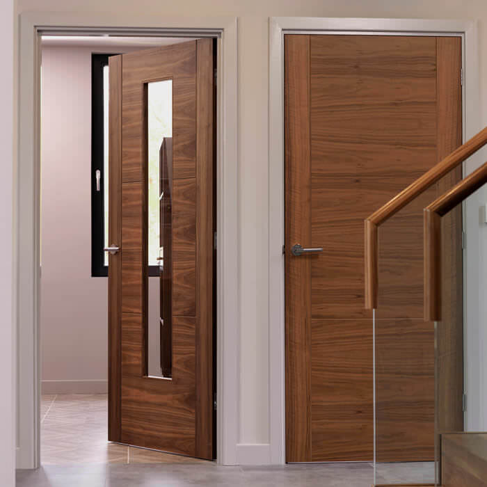 JB Kind Mistral Pre-Finished Walnut 3-Panels 1-Lite Internal Glazed Door