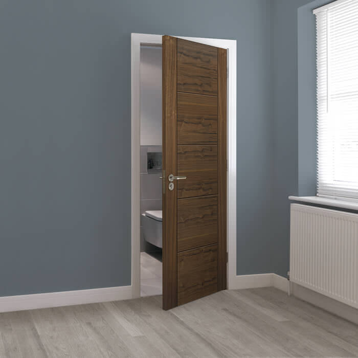 JB Kind Tigris Pre-Finished Walnut 5-Panels Internal Fire Door