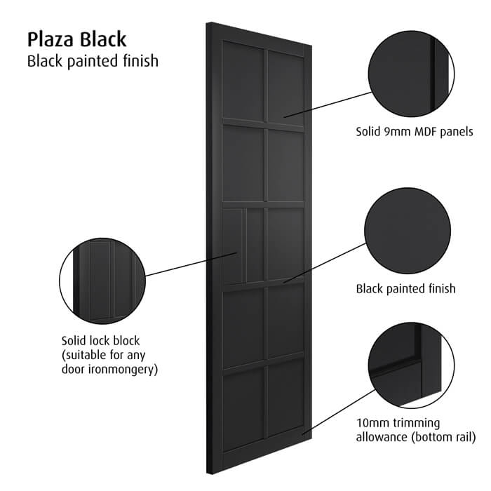 JB Kind Plaza Painted Black 10-Panels Internal Door