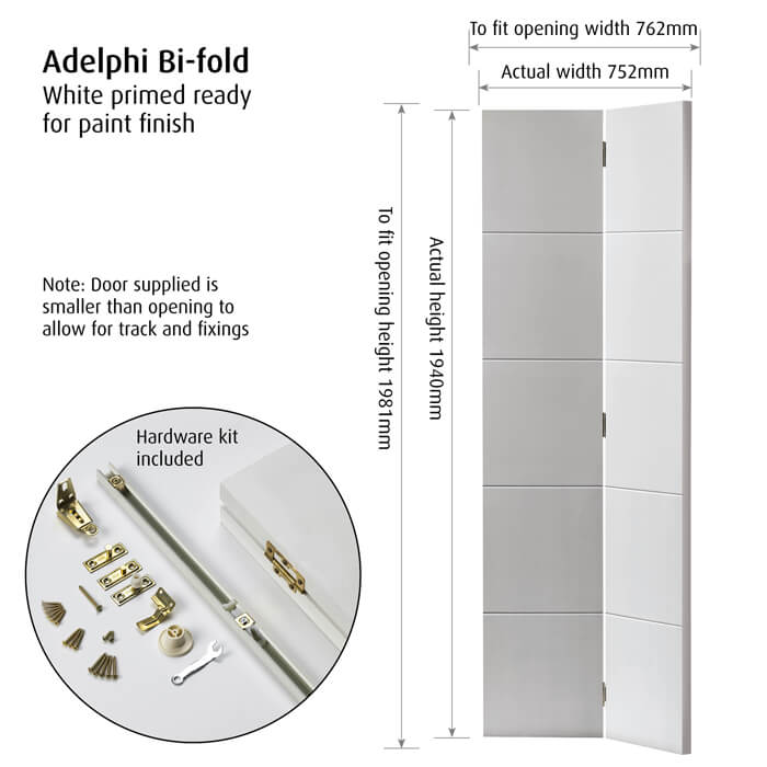 JB Kind Adelphi White Primed 10-Panels Internal Bi-Fold Door