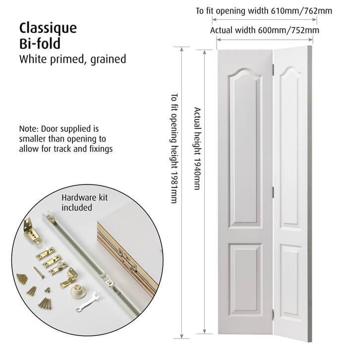 JB Kind Classique White Primed 4-Panels Internal Bi-Fold Door