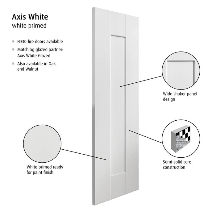 JB Kind Axis White Primed 1-Panel Internal Door