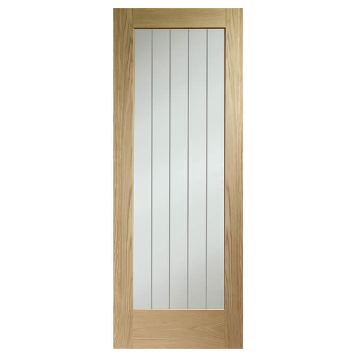 XL Joinery Suffolk Essential Pattern 10 Un-Finished Oak 1-Lite Internal Clear Etched Glazed Door