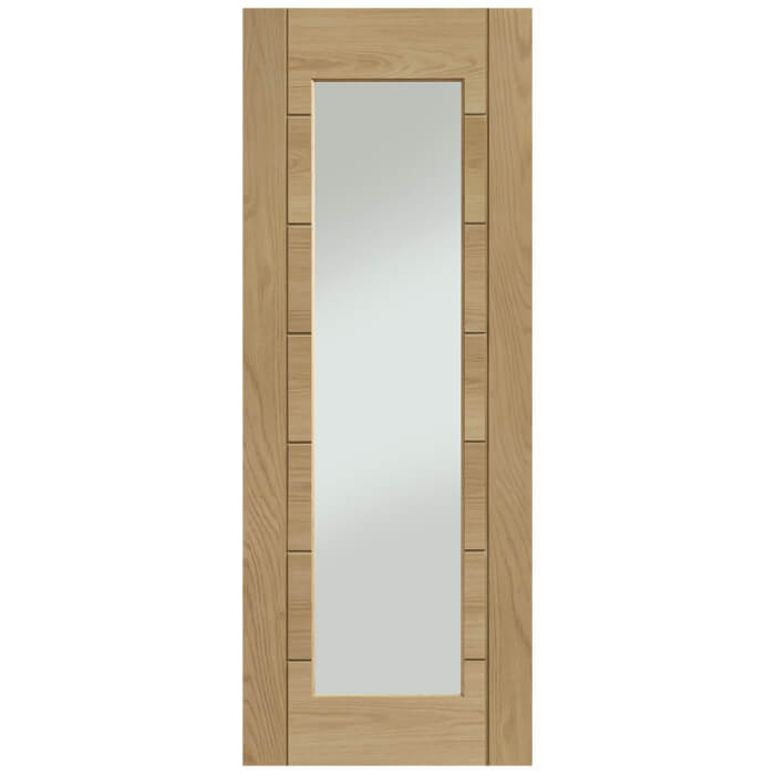 XL Joinery Palermo Essential Un-Finished Oak 7-Panels 1-Lite Internal Glazed Door