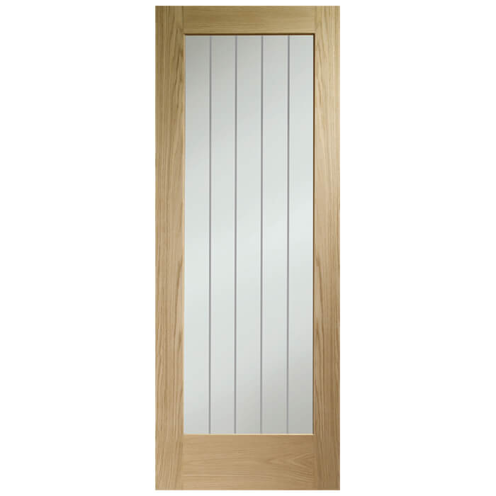 XL Joinery Suffolk Essential Pattern 10 Pre-Finished Oak 1-Lite Internal Clear Etched Glazed Door