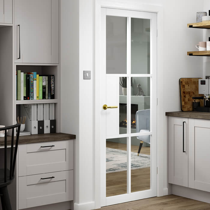 JB Kind Civic Painted White 1-Panel 6-Lites Internal Glazed Door