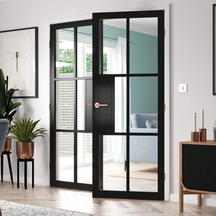 JB Kind Civic Painted Black 1-Panel 6-Lites Internal Glazed Door