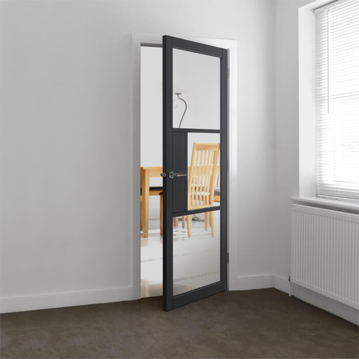 JB Kind Cosmo Pre-Finished Laminated Graphite-Grey 3-Lites Internal Glazed Door